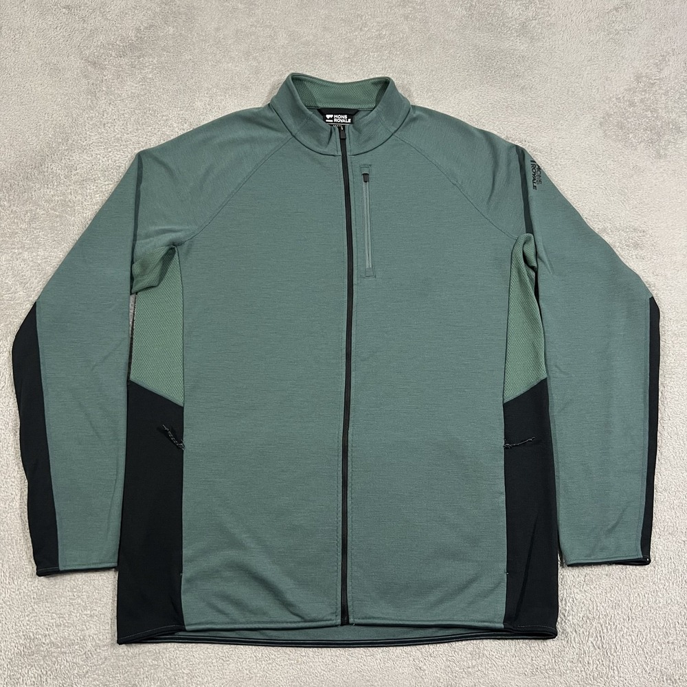 Mons Royale Jacket Mens 2XL Green Approach Merino Gridlock Fleece Wool Blend